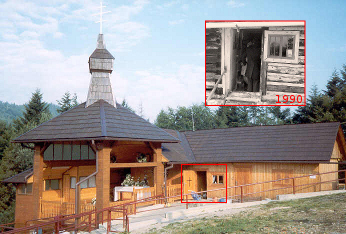 Dřevěný kostel - hora Zvir